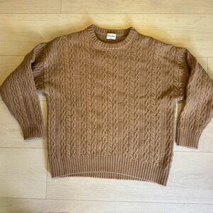 Aritzia Sunday Best Boxy Cable Knit Sweater Wool Blend